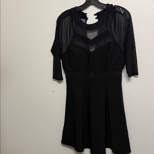 Emerald Sundae Black Mesh Long Sleeve Dress